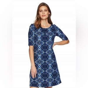 Tommy Bahama Blue White Indi-Coco Shift Mini Dress Medium